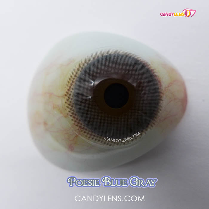 Eye after wearing EOS Poesie Blue Gray colored contact lens