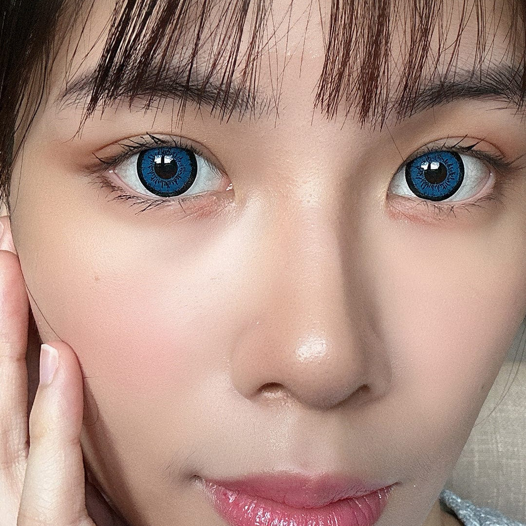 Dolly Eye Blue contacts on dark eyes