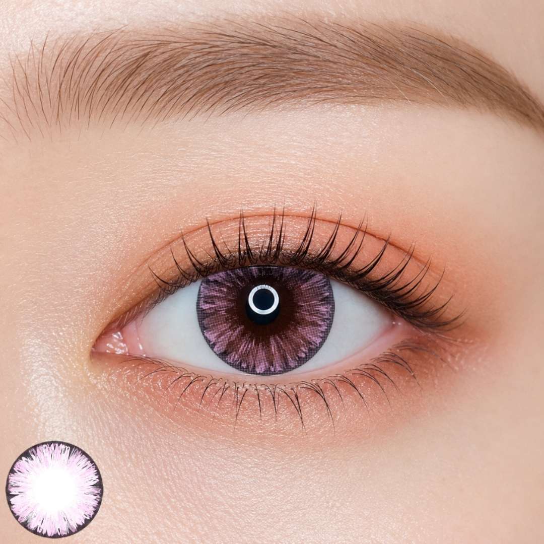 EOS Ice Pink colored contact lens worn on eye — natural pink tone, FDA 510(k) cleared