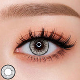 EOS New Adult Gray colored contact lens worn on eye â bold gray tone, FDA 510(k) cleared