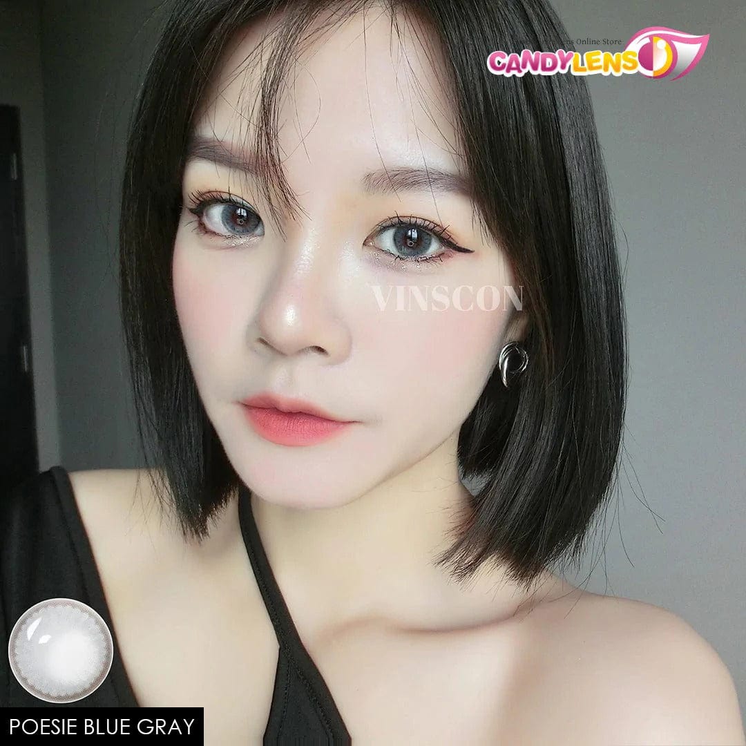 EOS Poesie Blue Gray colored contact lenses on eyes