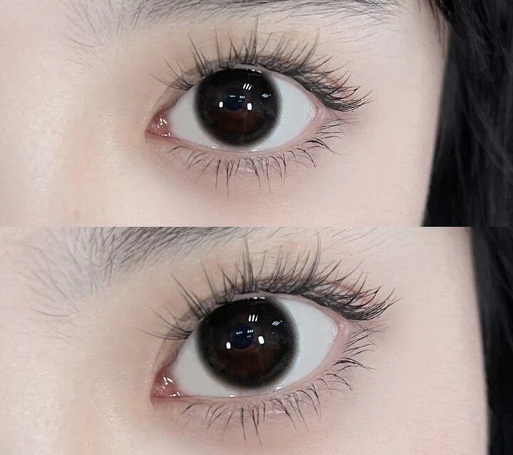 kazzue basic pure black colored contact lens close-up