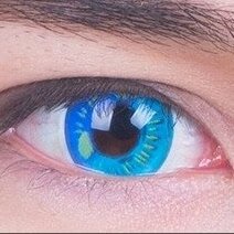 kazzue coscon anime blue colored contact lens close-up