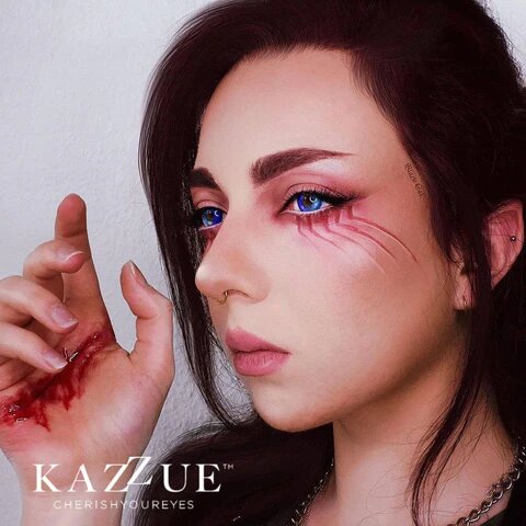 kazzue coscon anime blue colored contact lens
