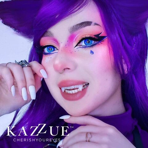 kazzue coscon anime blue colored contact lens