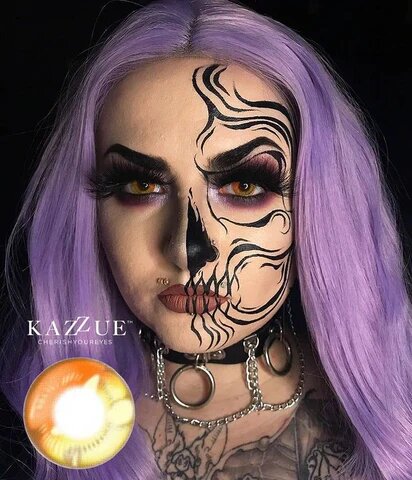kazzue coscon anime orange colored contact lens