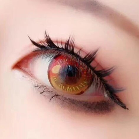 kazzue coscon anime red colored contact lens close-up