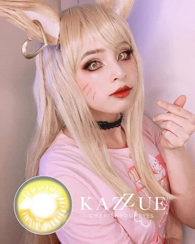 kazzue coscon anime yellow colored contact lens