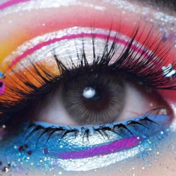 kazzue fairytale pink brown colored contact lens close-up