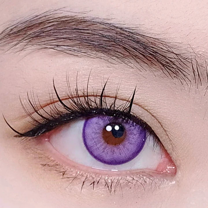 kazzue festival violet colored contact lens close-up