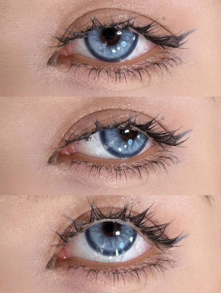 kazzue glitz blue colored contact lens close-up