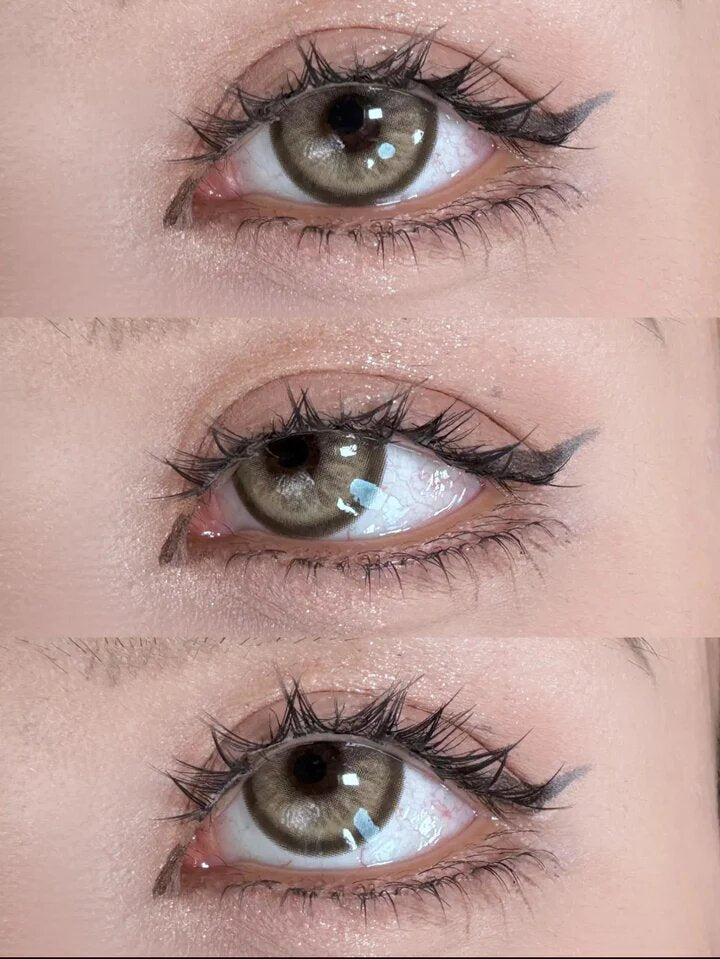 kazzue glitz brown colored contact lens close-up