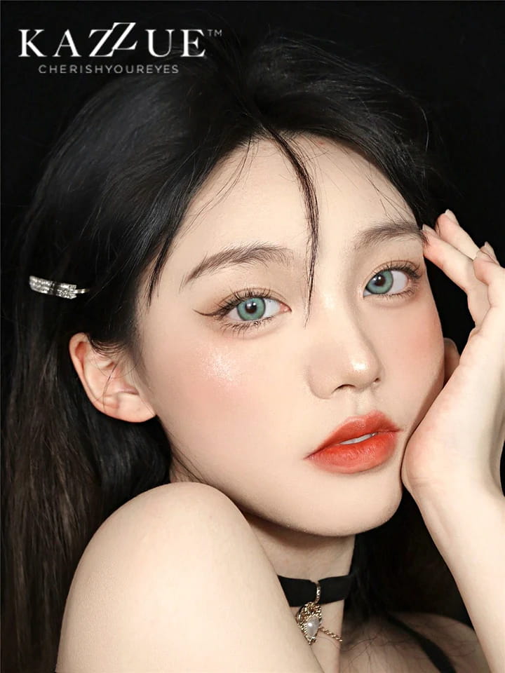 kazzue heavenly mint green colored contact lens