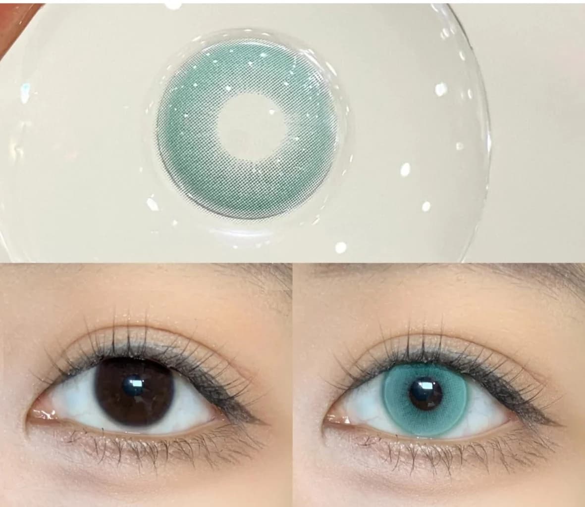 kazzue jellybean berry blue colored contact lens closeup