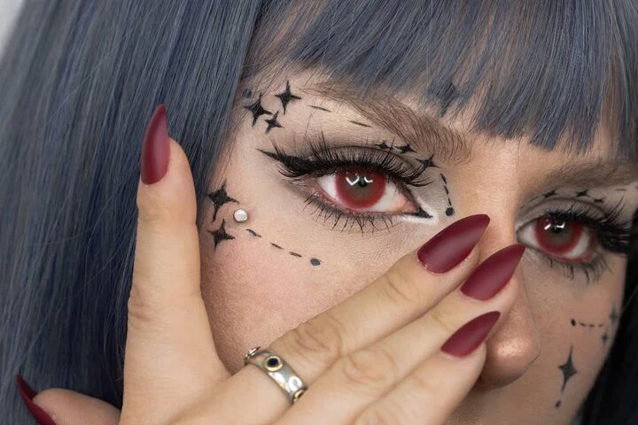 kazzue jellybean cherry red colored contact lens