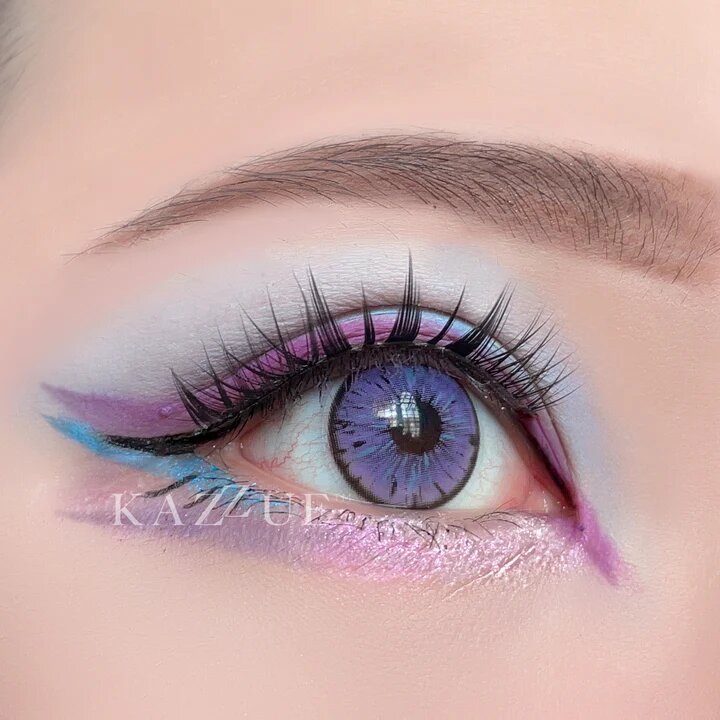 kazzue legacy violet colored contact lens closeup