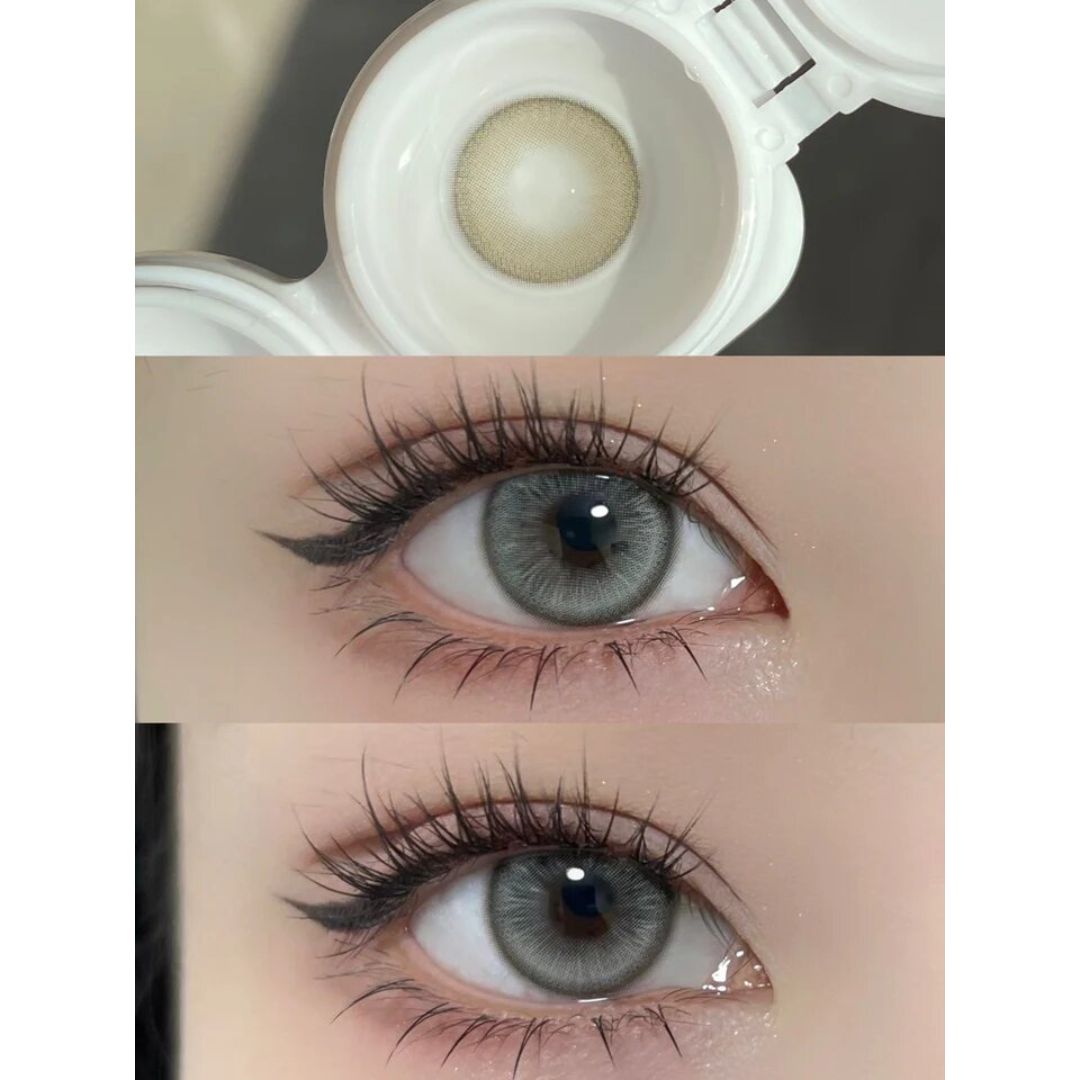 kazzue moonveil timeless gray colored contact lens closeup