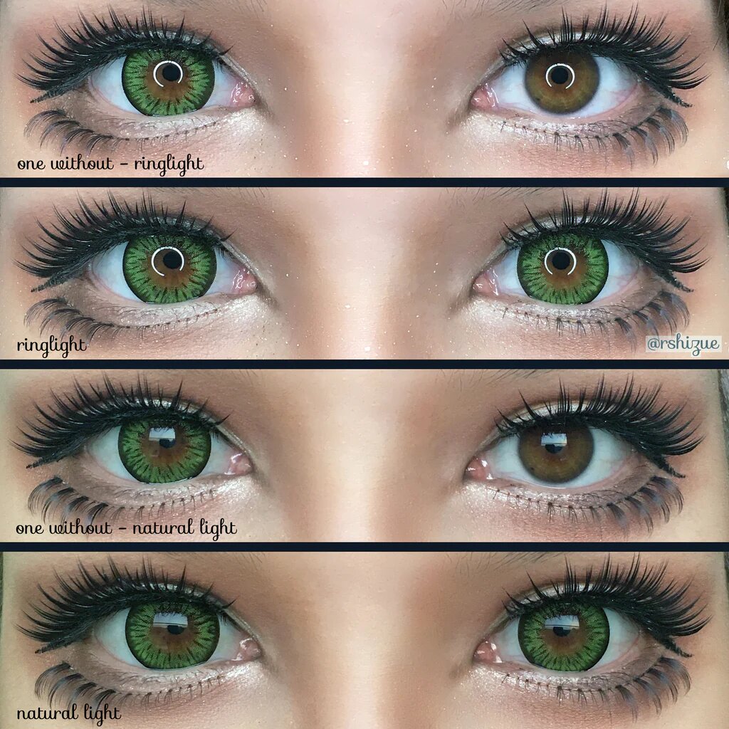 kazzue premier green colored contact lens closeup