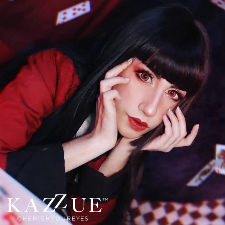 kazzue premier pinkish red colored contact lens