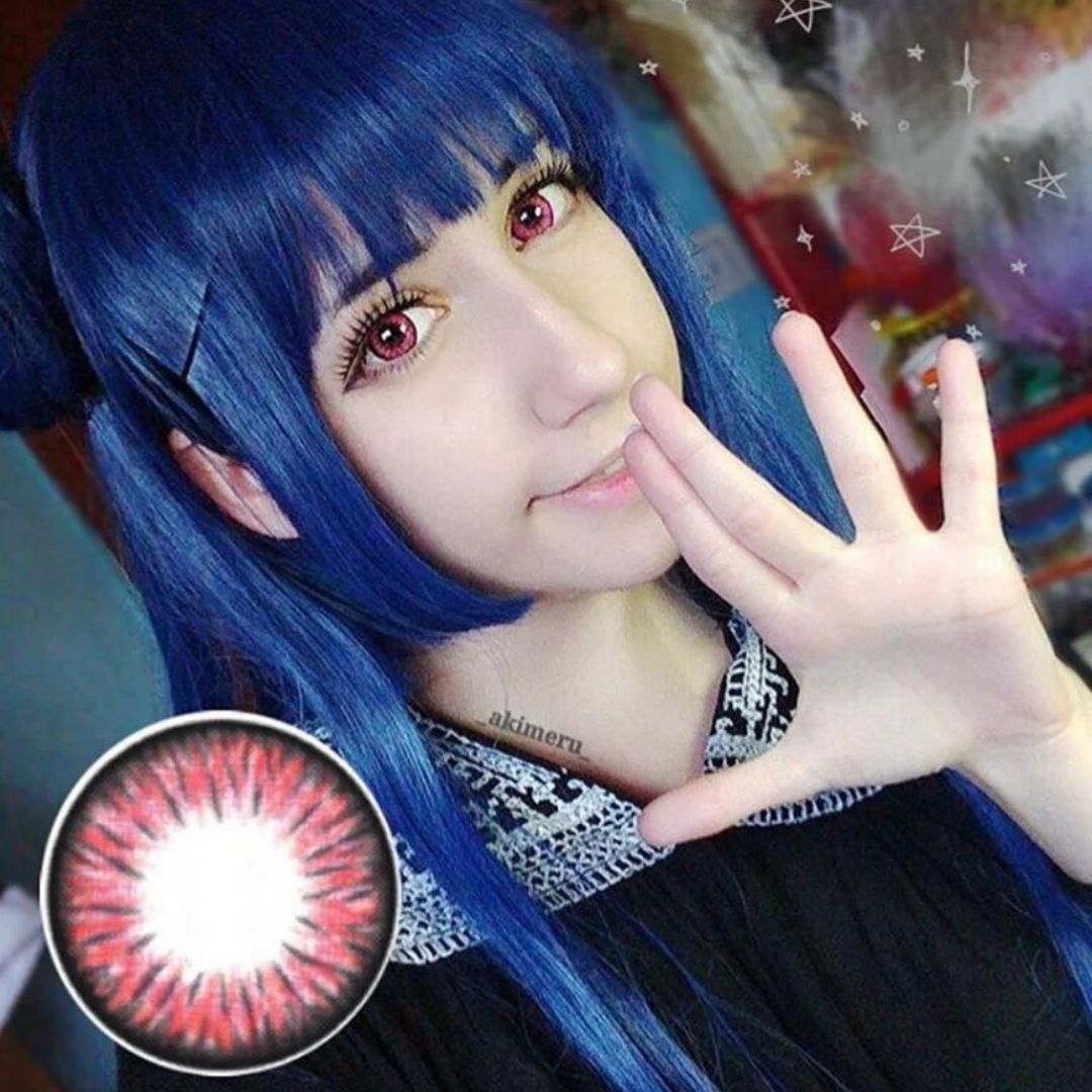 kazzue premier pinkish red colored contact lens