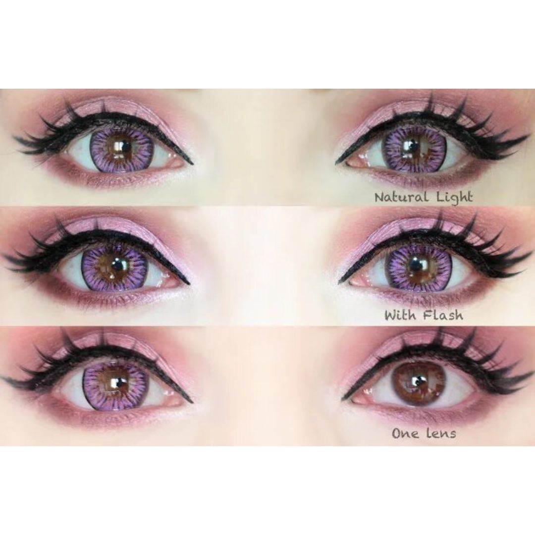 kazzue premier violet colored contact lens closeup