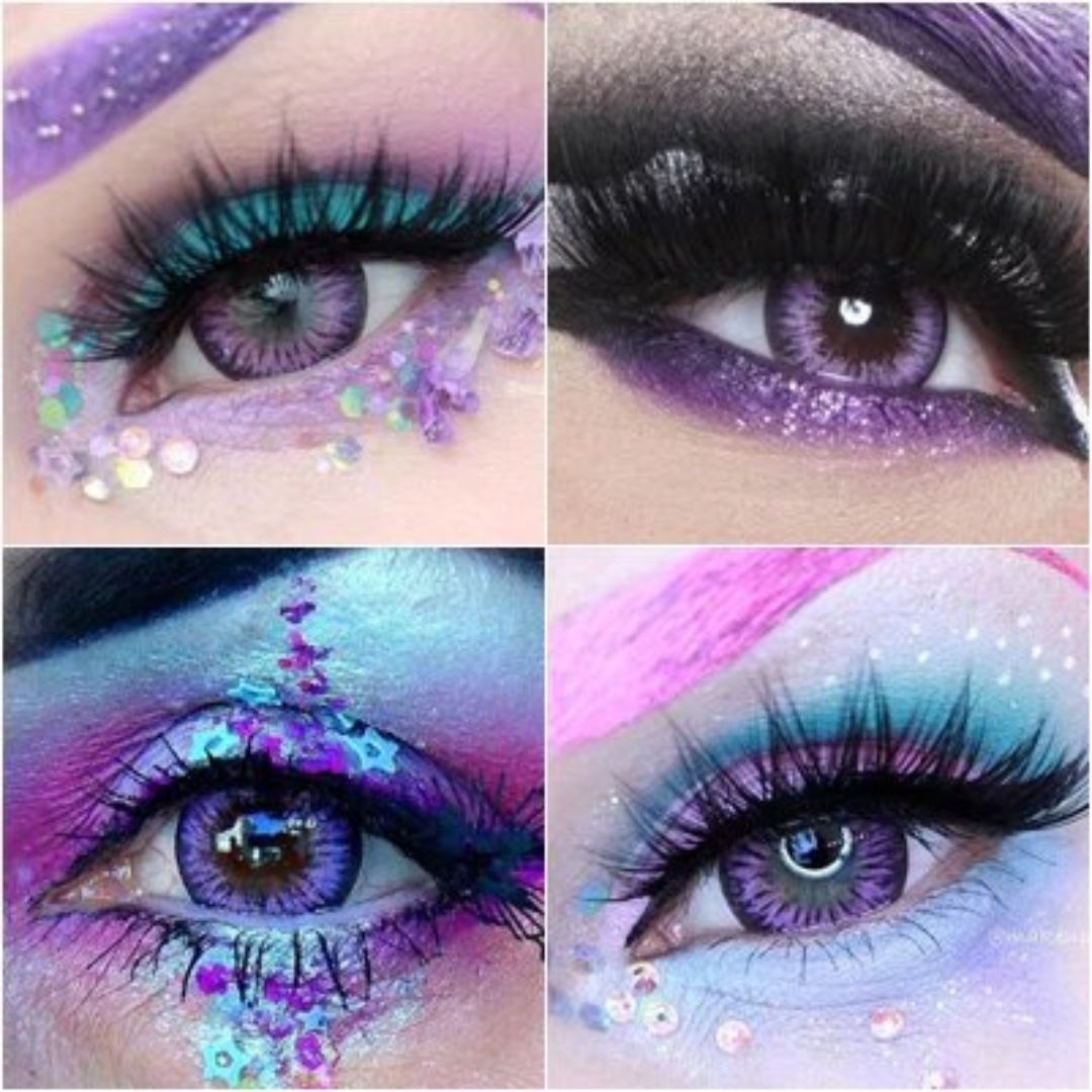 kazzue premier violet colored contact lens closeup