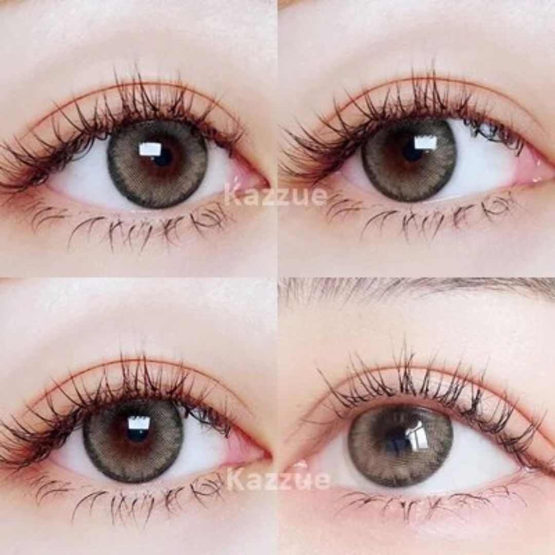 kazzue pro coffee brown colored contact lens closeup