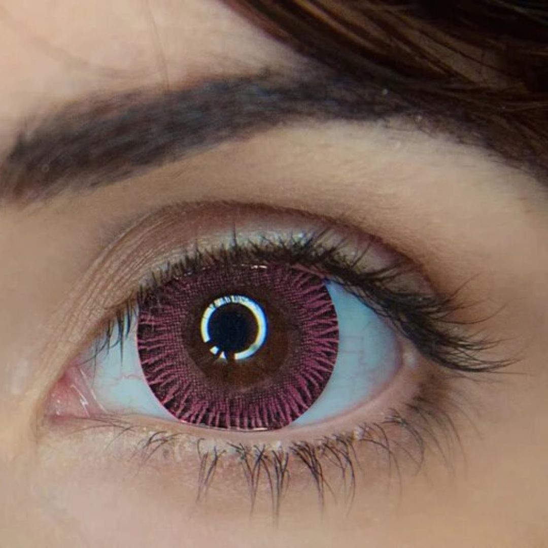 kazzue real fairy pink colored contact lens closeup