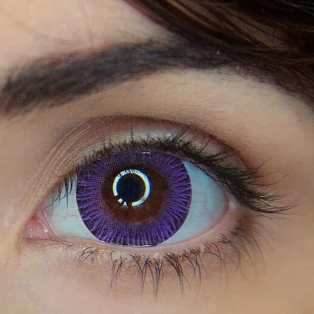 kazzue real fairy violet colored contact lens closeup