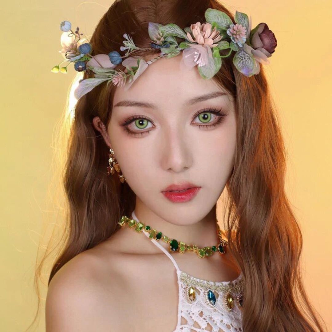 kazzue sakura leaf green colored contact lens