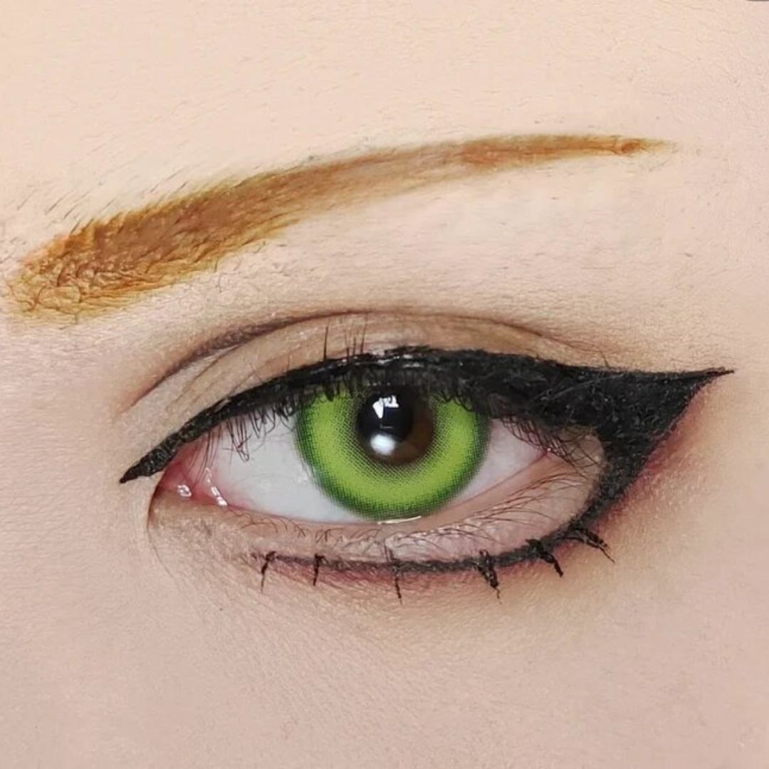 kazzue sakura leaf green colored contact lens closeup