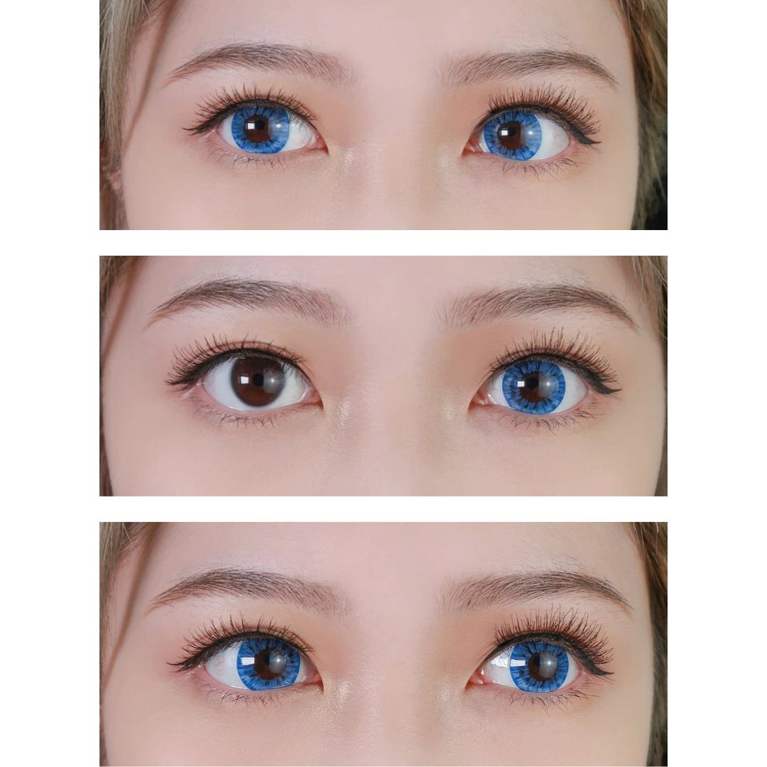 kazzue starryeye blue colored contact lens closeup