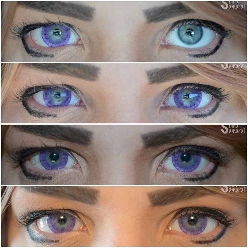 kazzue starryeye violet colored contact lens closeup