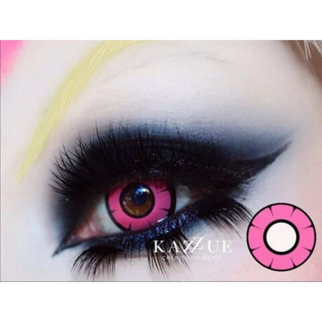 kazzue twilight pink colored contact lens closeup