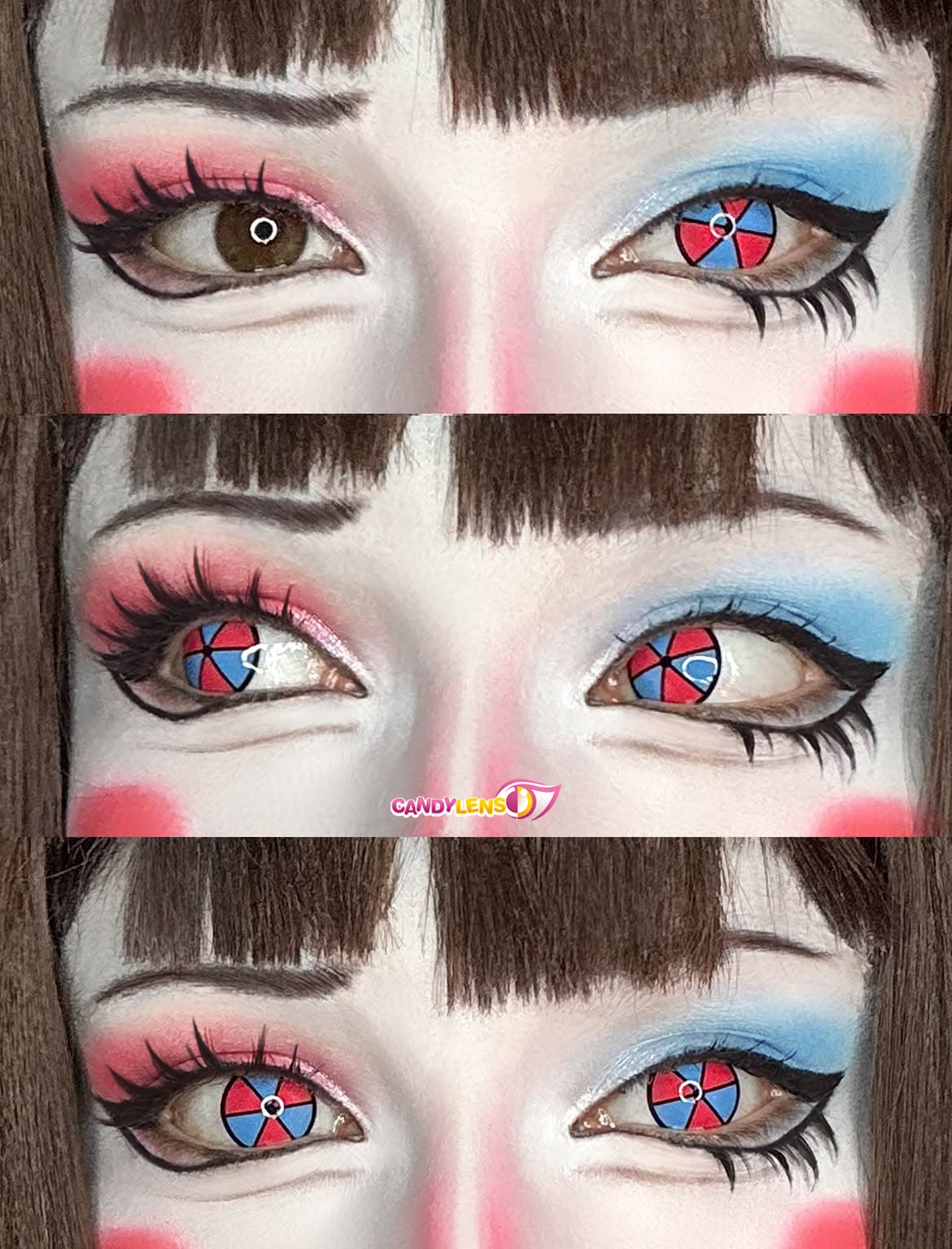 sweety crazy clown colored contact lens closeup