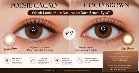 EOS Poesie Cacao vs Coco Brown: Which Looks More Natural on Dark Brown Eyes?