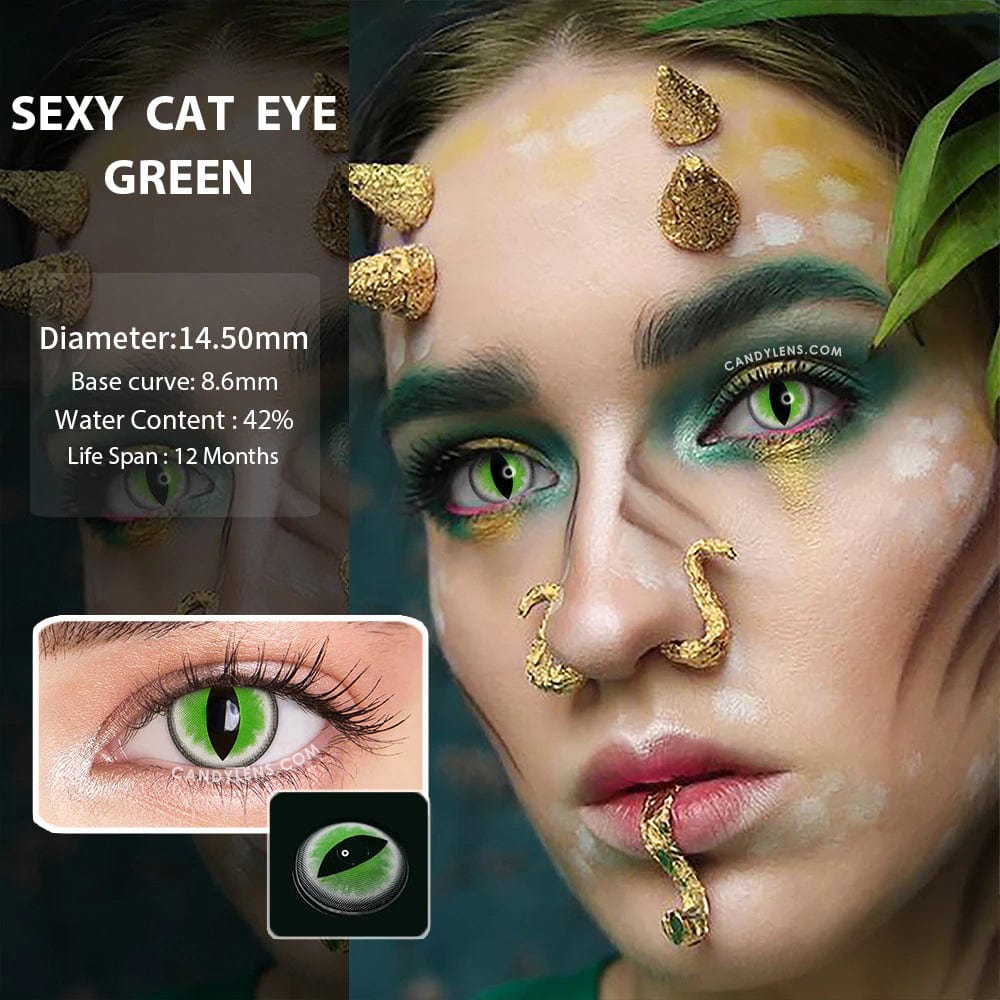 Green Cat Eye Halloween Contacts - Colored Contact Lenses